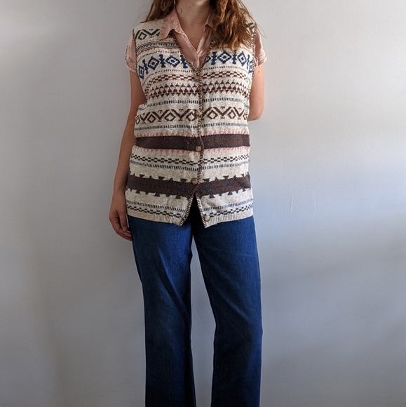 1980’s Knit Cardigan Vest with Contrast Stitching